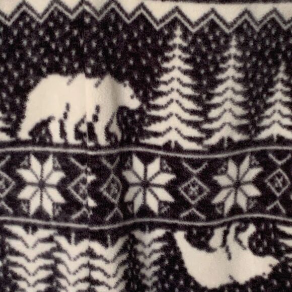 Old Navy Fleece PJs SZ M Women's Romper Black White One Piece Christmas Winter - Picture 8 of 14